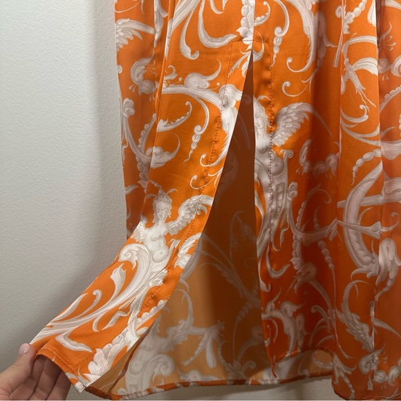 Milkwhite x Revolve Orange Baroque Y2K Spaghetti Stap Dress Size Small - Picture 9 of 9